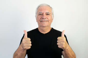 old man male senior healthy smile happy face friendly thumbs up retired
