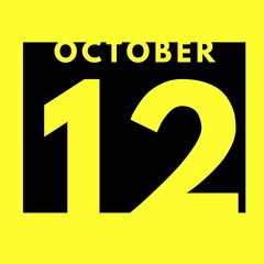 October 12 . flat modern daily calendar icon .date ,day, month .calendar for the month of October