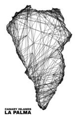 carcass irregular mesh La Palma Island map. Abstract lines are combined into La Palma Island map. Wire carcass flat net in vector format.