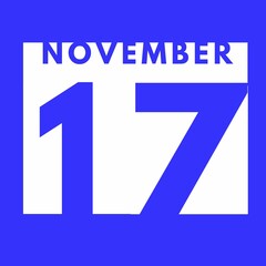 November 17 . flat modern daily calendar icon .date ,day, month .calendar for the month of November