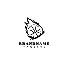 basketball on fire logo icon design template black isolated vector illustration