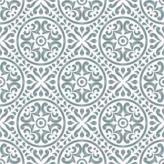 Foto op Canvas Portuguese azulejo ceramic tile seamless pattern. Mediterranean traditional ornament. Italian pottery or spanish majolica. © incomible
