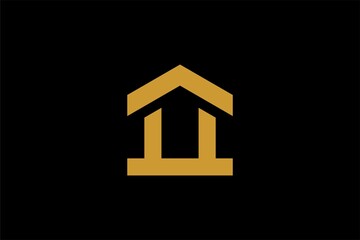 Real estate logo design. House abstract symbol. Outline home icon vector.