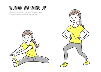 ベクターイラスト素材：柔軟運動をする若い女性
