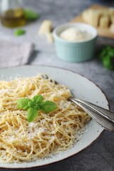 Spaghetty with italian cheese pecorino romano