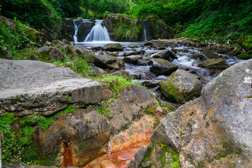 waterfall in the forest, mountain river