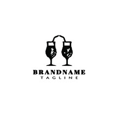 glasses logo cartoon template black icon isolated vector