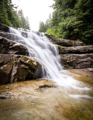 hike to keekwulee falls long exposure waterfall in washington state