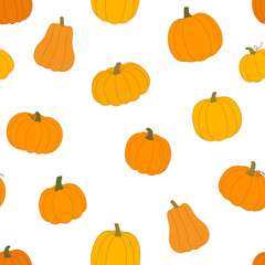 Seamless pattern pumpkins vector illustration. Thanksgiving Harvest
