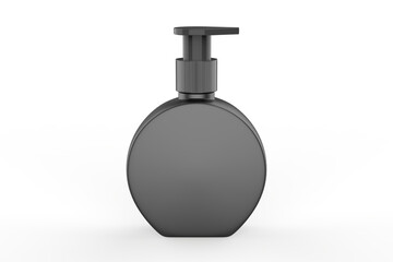 round plastic bottle with pump mockup isolated on white background. 3d illustration