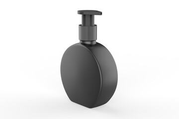 round plastic bottle with pump mockup isolated on white background. 3d illustration