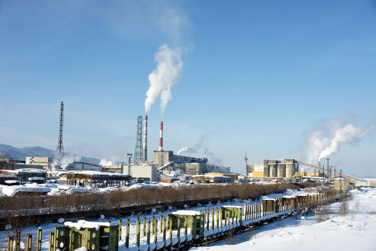 Russia. Irkutsk region, Baikalsk. Baikal Pulp and Paper Mill. Smoking pipes.