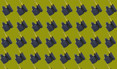 Fototapeta premium Creative pattern fashion photo of cosmetics beauty products olive nail polish on a olive background