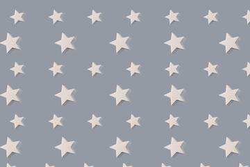 Creative pattern photo of decorative products: grey background and stars decor for home