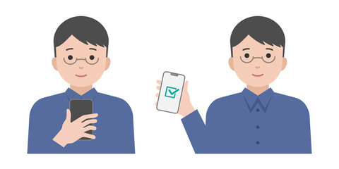 スマートフォンをチェックする男性