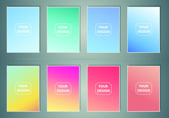 Modern cover template design. Set of trendy colorful gradient vector illustrations. Background for flyer, social media post, screen, mobile app, wallpaper