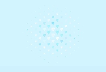 Light Pink, Blue vector pattern with colorful hearts.