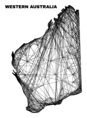 Wire frame irregular mesh Western Australia map. Abstract lines are combined into Western Australia map. Wire frame flat network in vector format.