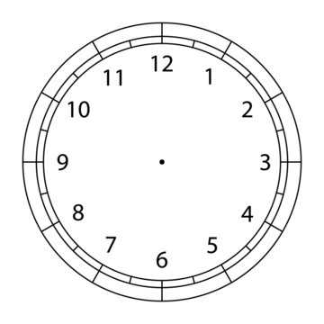 Blank clock face template. Clipart image