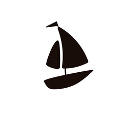 Sailboat cartoon silhouette icon. Clipart image isolated on white background