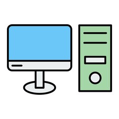 Vector Computer Filled Outline Icon Design