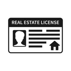 Real Estate license glyph icon. Clipart image isolated on white background