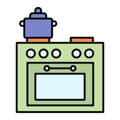 Vector Cooking Stove Filled Outline Icon Design