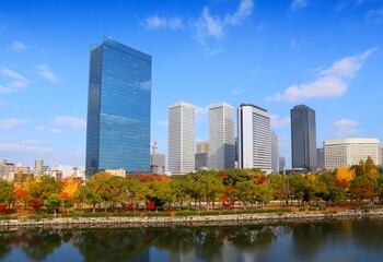 Fototapeta na wymiar Osaka city modern skyline in Japan