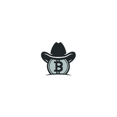 silhouette of cowboy logo bitcoin design 