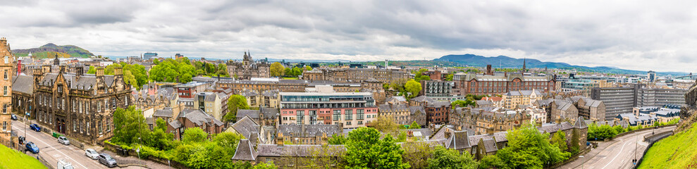 Fototapeta na wymiar A panorama view from the Castle over the New Town in Edinburgh, Scotland on a summers day