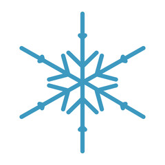 Christmas snowflake in blue on a white background for use in clipart or web design