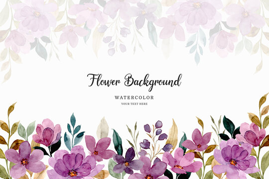 Watercolor violet flower garden background