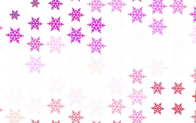 Light Purple, Pink vector template with ice snowflakes, stars.