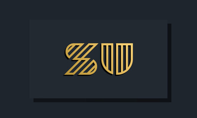 Elegant line art initial letter SU logo.