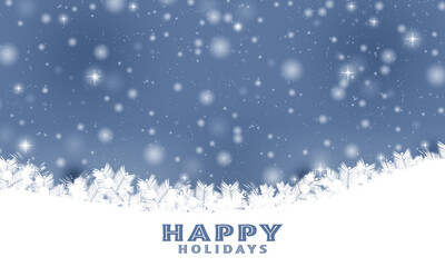 Happy holiday on abstract winter background.