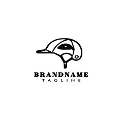 outfit rider head protection helmet cartoon logo icon design template black vector