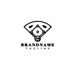 baseball field logo cartoon icon design template isolated black vector illustration