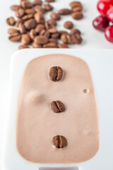 Homemade cooking, frozen vegan popsicles from coffee. Natural  ice cream sugar free