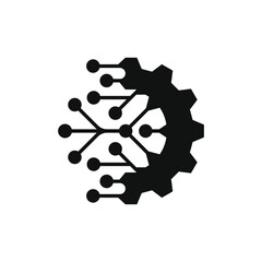 Digital technology gear icon concept isolated on white background. Vector illustration