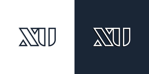 Abstract line art initial letters XU logo.