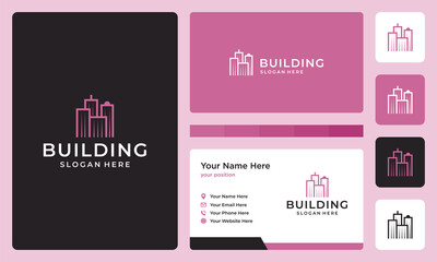 architectural building logo with real estate logo design template. icons for real estate businesses, buildings, luxury businesses. premium Vectors. business card.