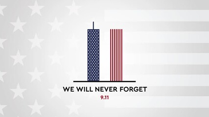 Remembering 911, Patriot day, remember september 11. We will never forget, the terrorist attacks of 2001. Representation of the twin towers, world trade center.