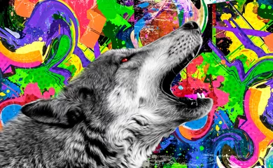 Fotobehang Bloody werewolf abstract background © reznik_val