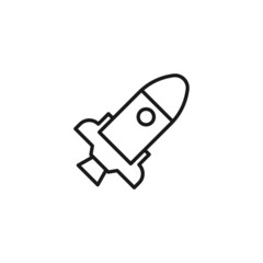 Line icon of rocket ship with nose cone and fins