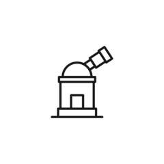 Line icon of telescope in observatory