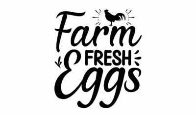 Fototapeta premium Farm Fresh Eggs, Farm fresh products banner template with bottle of milk and typography elements, farm meat market packaging and barbecue restaurant menu decoration