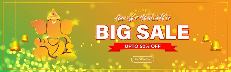 Naklejka premium vector illustration for Ganesh Chaturthi sale banner