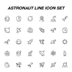 Astronaut line icon set
