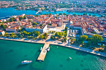 Fototapeta na wymiar City of Zadar historic peninsula roman architecture aerial view
