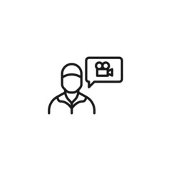 Fototapeta premium Line icon of professional camera for filmmaking